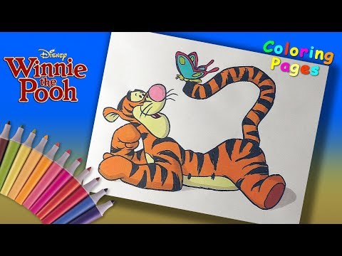 Winnie Pooh and his friends Coloring Book. Tigger Coloring For Children Video
