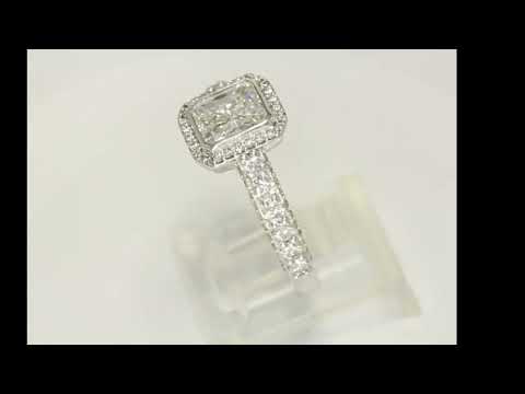 1.75CT Radiant Diamond Halo Engagement Ring VVS Clarity 2.60CTW 14K WG Size 7.25 - 33175