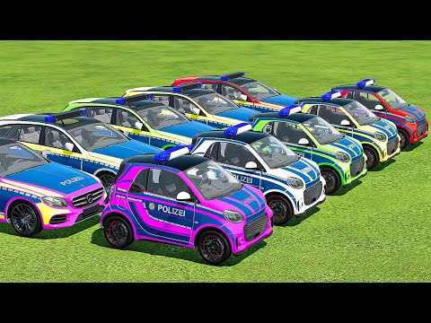 TRANSPORTING MERCEDES & SMART POLICE CARS WITH MAN TRUCKS! Farming Simulator 22