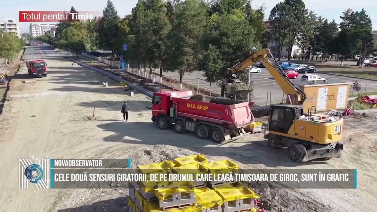 Cele două sensuri giratorii, de pe drumul care leagă Timișoara de Giroc, sunt în grafic