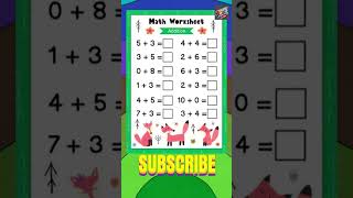 Math Worksheet for Kids | Addition Practice | Learn Addition Easy|#subscribe #shorts #viral