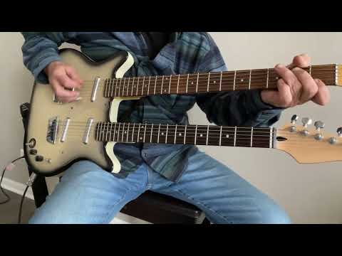 Danelectro Doubleneck Baritone and Tele 1996 - Black burst image 7