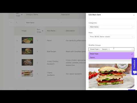 Adding Modifier Groups to a Main Menu Item