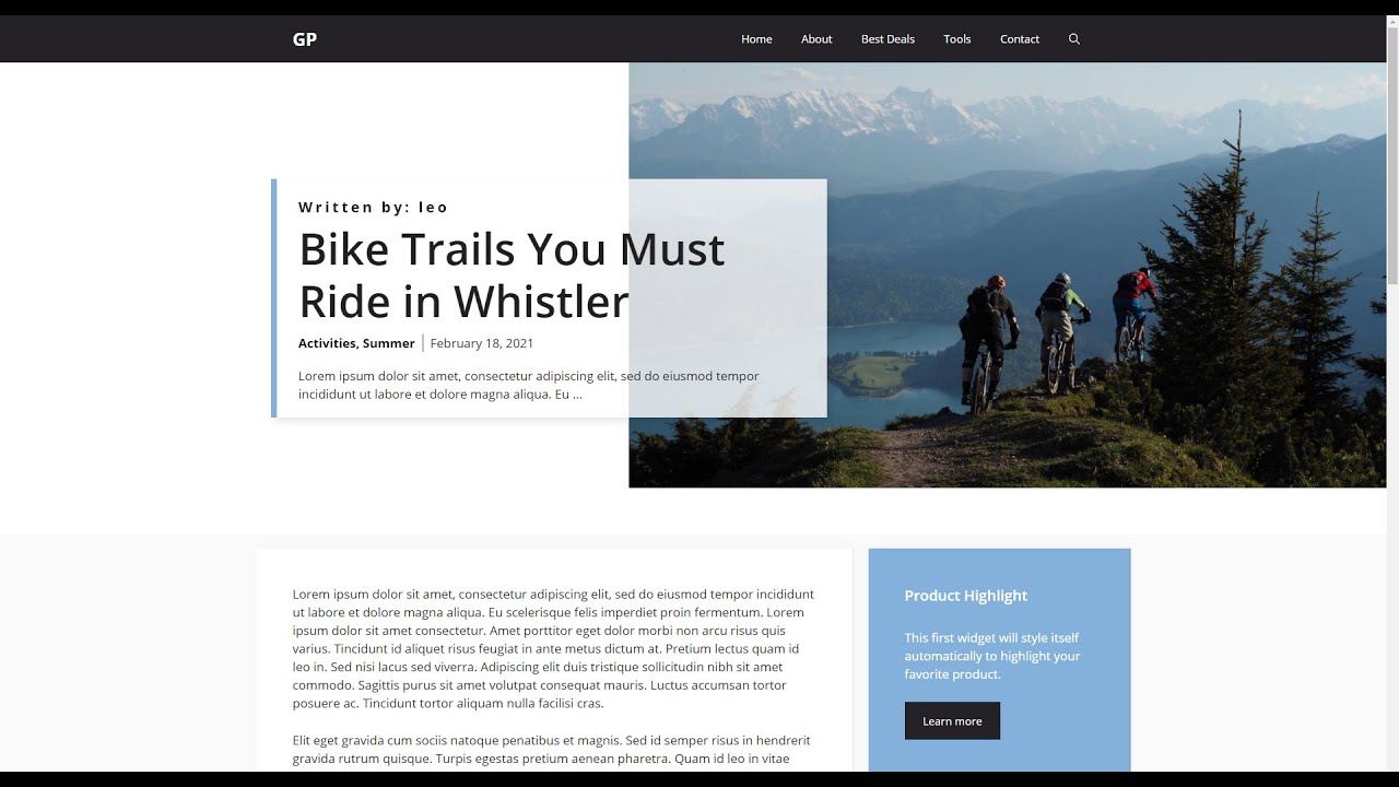 GeneratePress - Block Element Page Hero Demo