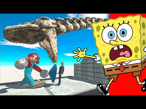 SpongeBob Reacts to Protect The Coward Cole in Animal Revolt Battle Simulator!
