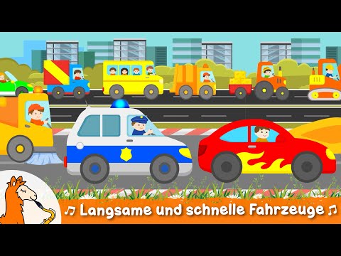 ♪ ♪ Kinder Auto Lied - Wer fährt langsam, wer ist schneller? | Lustige Kinderlieder zum Mitsingen