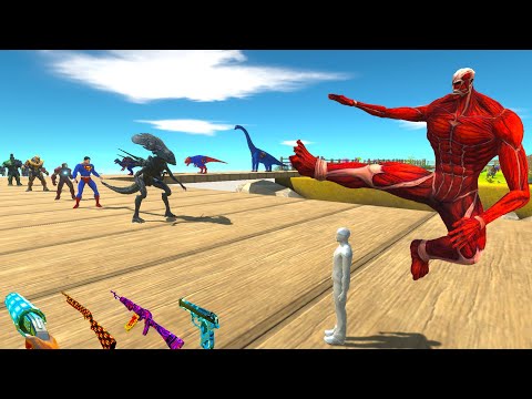 COLOSSAL TITAN PSSING DINOSAURUS DEATH RUN  - Animal Revolt Battle Simulator