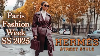 Hermès PARIS FASHION WEEK 2025 STREET STYLE. Unique Parisian style. Fashion VLOG from Paris