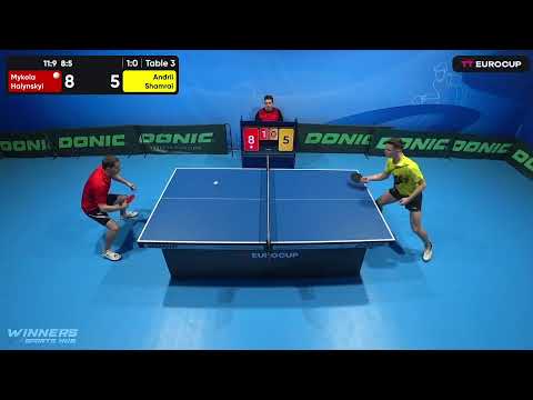 15:30 Mykola Halynskyi 3-0 Andrii Shamrai 28.04.2023 TT Euro.Cup Ukraine Elite. Table 3