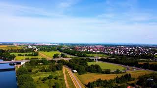 Drohne, Luftaufnahme, Mainz, Schiffsschleuse, Schiff, Rhein, Hochheim
