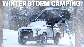 Winter Camping in a SNOW STORM | Roof Top Tent