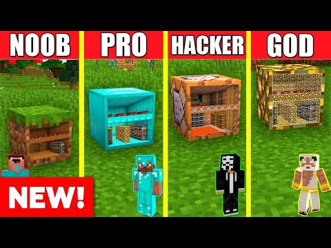 Noob Builder - Minecraft - INSIDE BLOCK HOUSE BUILD CHALLENGE - Minecraft Battle: NOOB vs PRO vs HACKER vs GOD / Animation ONE