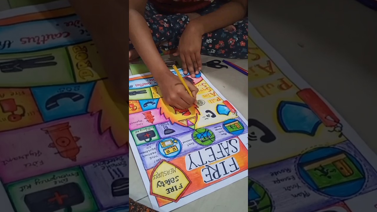 Fire safety Drawing idea for Competition..First prize winning poster #firesafety #drawing #supportme