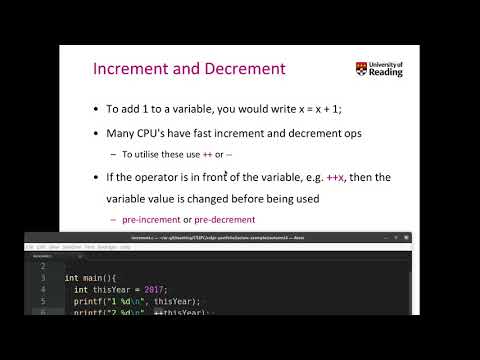 Week 2-2-6 Increment/Decrement: Basics of the C programming language