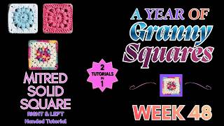 A Year of Granny Squares Week 48 Small Puff Flower Square Right & Left Hand Tutorial
