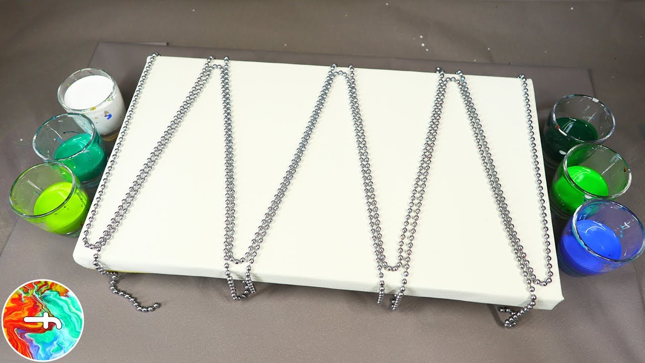 Chain pull painting - Keep pulling in one direction - Acrylic pour painting - fluidcomet