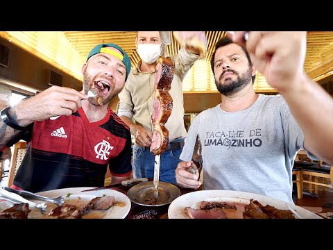 All You Can Eat BRAZILIAN STEAKHOUSE in RIO!! Assador...