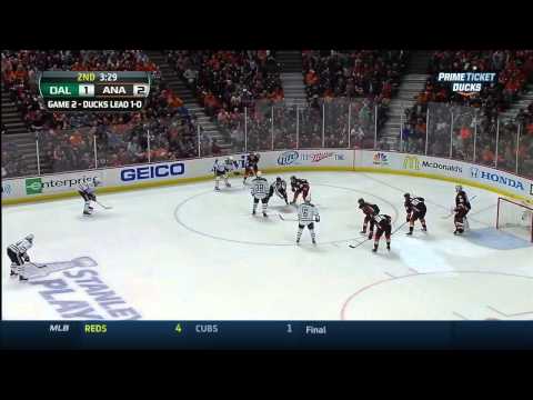 Corey Perry ripper slapshot goal 2-1 Dallas Stars vs Anaheim Ducks 4/18/14 NHL Hockey.