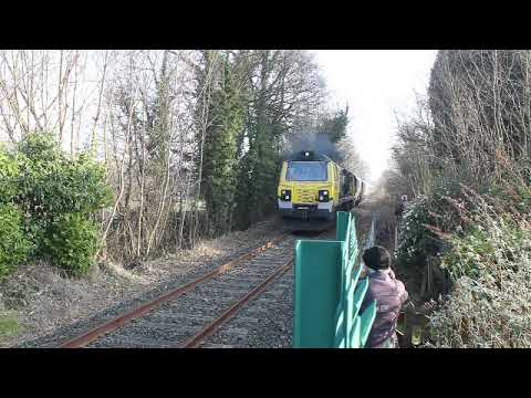 Freightliner Class 70002 hauling TFW 197104 working 6Q98 departing Donnington RFT