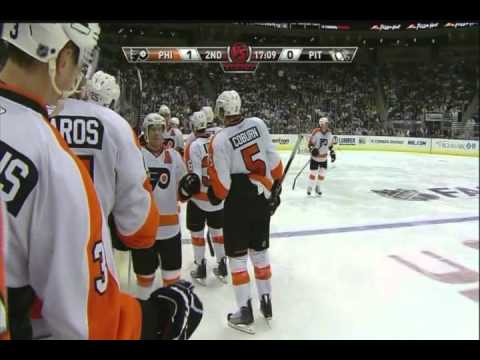 Danny Briere scores vs Penguins - 10-7-2010
