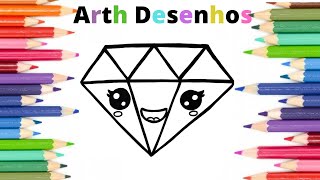 Desenhe e pinte um lindo diamante arco-ris  Desenhos para crianas