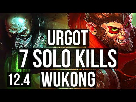 URGOT vs WUKONG (TOP) | Rank 5 Urgot, 7 solo kills, 900K mastery, 300+ games | KR Master | 12.4