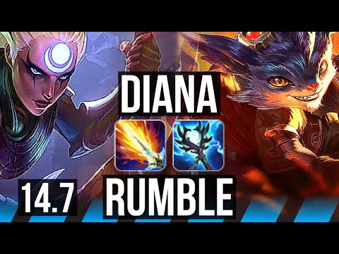 DIANA vs RUMBLE (MID) | 11/0/5, 69% winrate, Legendary | KR Master | 14.7