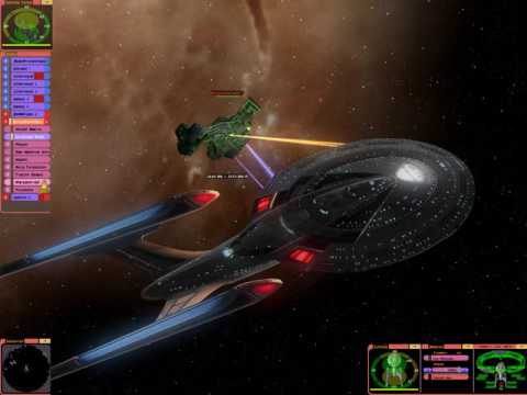 Enterprise-E leading Federation fleet against the Borg