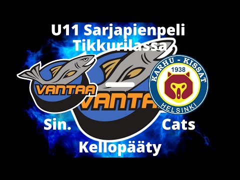 6.3.2022 KiVa Sin. VS K Kissat Cats U11 Sarjapienpeli Tikkurilassa kellopääty.