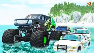 Beamng drive - Monster Truck Crashes, crushing cars, jumps, fails, police chases #4