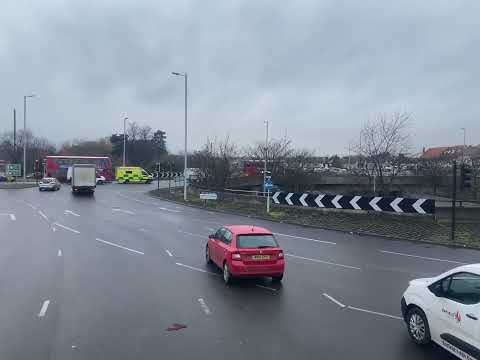 Going round the Cambridge roundabout  | on route 102 to Brent Cross ￼