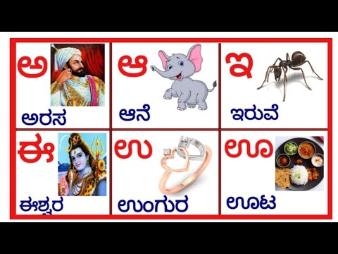 Kannada Varnamale , Swara and Vyanjan, ಅ ಆ ಇ ಈ , ಅ ಅರಸ ಆ ಆಮೆ, Kannada Swaragalu and Vyanjanagalu