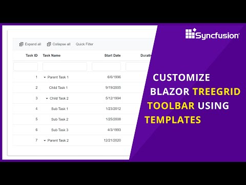 Customize Blazor TreeGrid Toolbar Using Templates