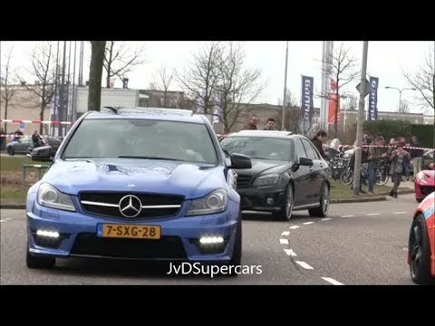 2 BRUTAL Mercedes C63 AMG w/ DECATTED STRAIGHT PIPES - INSANE REVS & ACCELERATIONS!