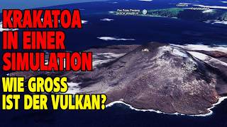 Vulkan Krakatoa in einer Simulation - Wie groß ist der Vulkan?