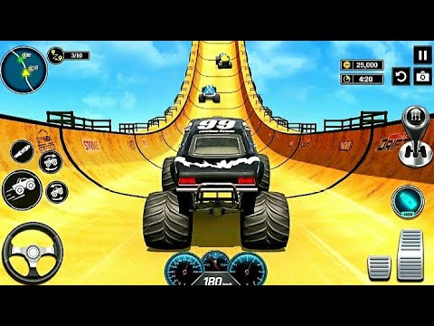 US Monster Truck Driving 3D - Impossible Car Mega Stunts Ramp Simulator - Android   Gameplay