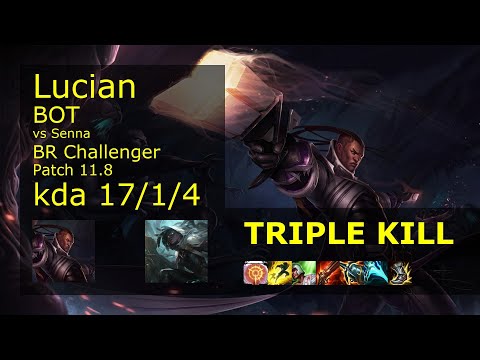 Lucian ADC & Alistar vs Senna & Thresh - BR Challenger 17/1/4 Patch 11.8 Gameplay