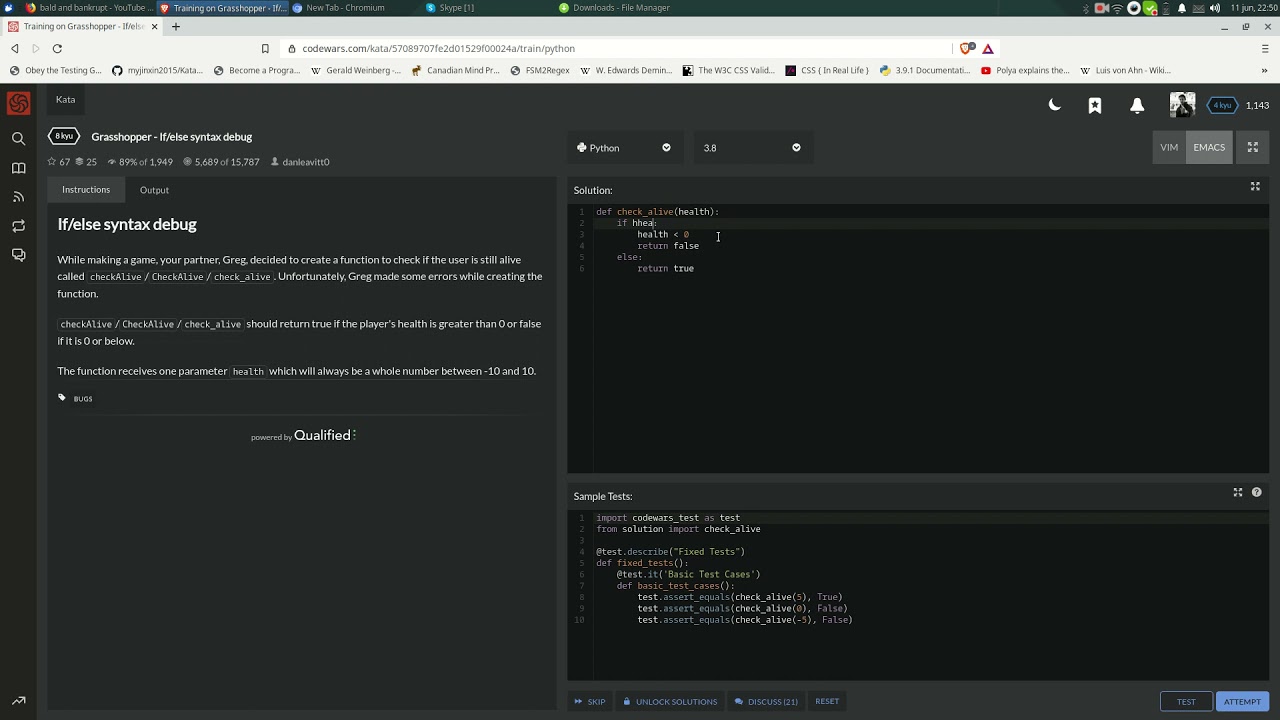 Grasshopper If Else Syntax Debug [CodingKata] DAY165