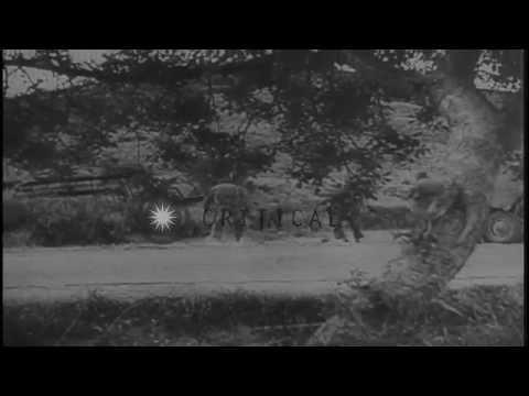 German paratroopers' airborne invasion and German Army's attack during the invasi...HD Stock Footage