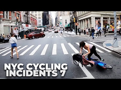 NYC Cycling Incidents Compilation 7 - Road rage, Jaywalking, Unattended Kids, Horse Pee, Close Calls