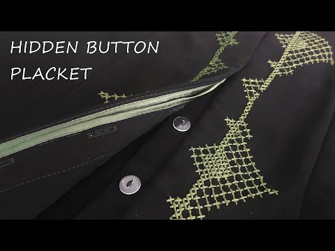 How to sew hidden button placket | invisible button placket for coat or thick fabric