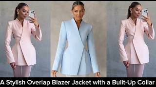 How to Draft & Cut an Overlapped Blazer Jacket with Built-Up Collar | Beginner Friendly Tutorial
