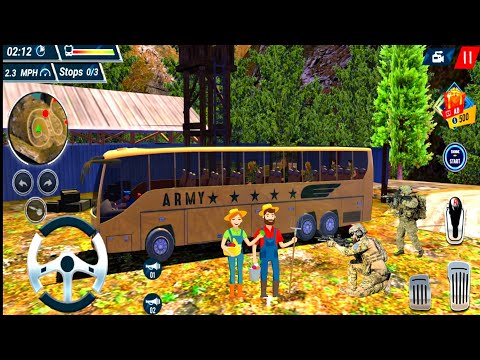 Offroad Army Bus Driving Simulator#1 - American Army Soldier Transport Bus Game - Android Gameplay