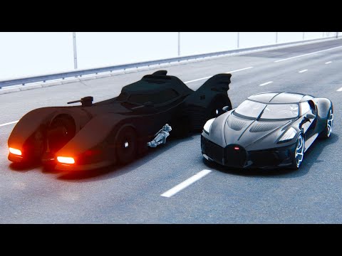Bugatti La Voiture Noire vs Batmobile 1989 - Drag Race 20 KM