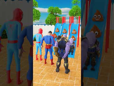 Thanos and Spider-man with Super man Sent Back Lil Thanos and Lil Spidey To Slide! 😆