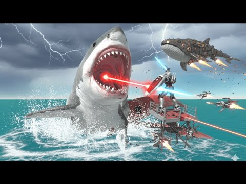 Gundam Vs Mosasaurus Vs Megalodon VS Kraken - Animal Revolt Battle Simulator