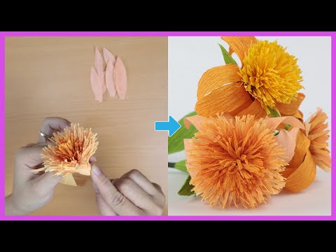 How To Make Echinasea Paper Flower From Crepe Paper | DIY Flower Paper