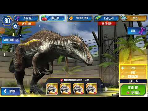 ACROCANTHOSAURUS MAX LEVEL 40 PART 1 - Jurassic World The Game jurassic friends