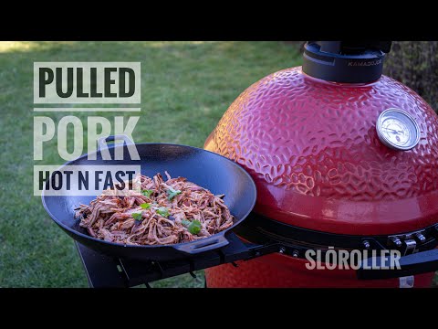 Pulled pork Hot n fast with the Sloroller in the Kamado joe classic 3