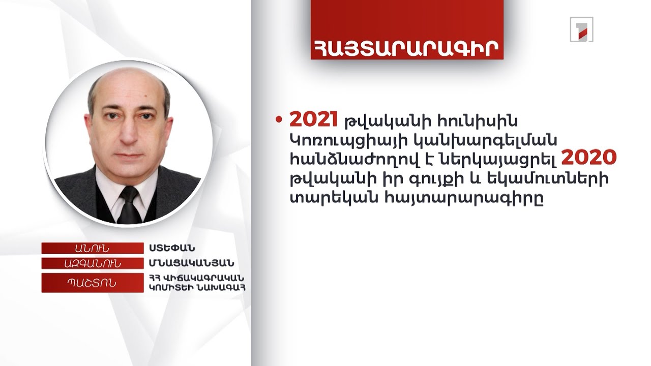 1 անշարժ գույք, 31 հազար դոլար. Վիճակագրական կոմիտեի նախագահ Ստեփան Մնացականյանի հայտարարագիրը